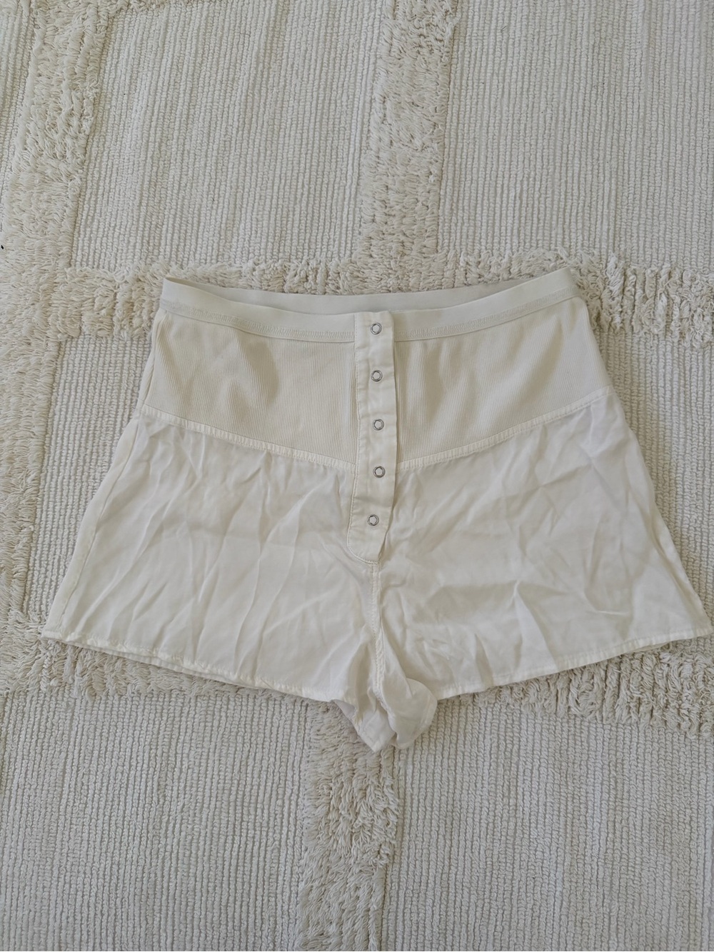 Anthropologie Cream High-Rise Button-Front Women's Shorts